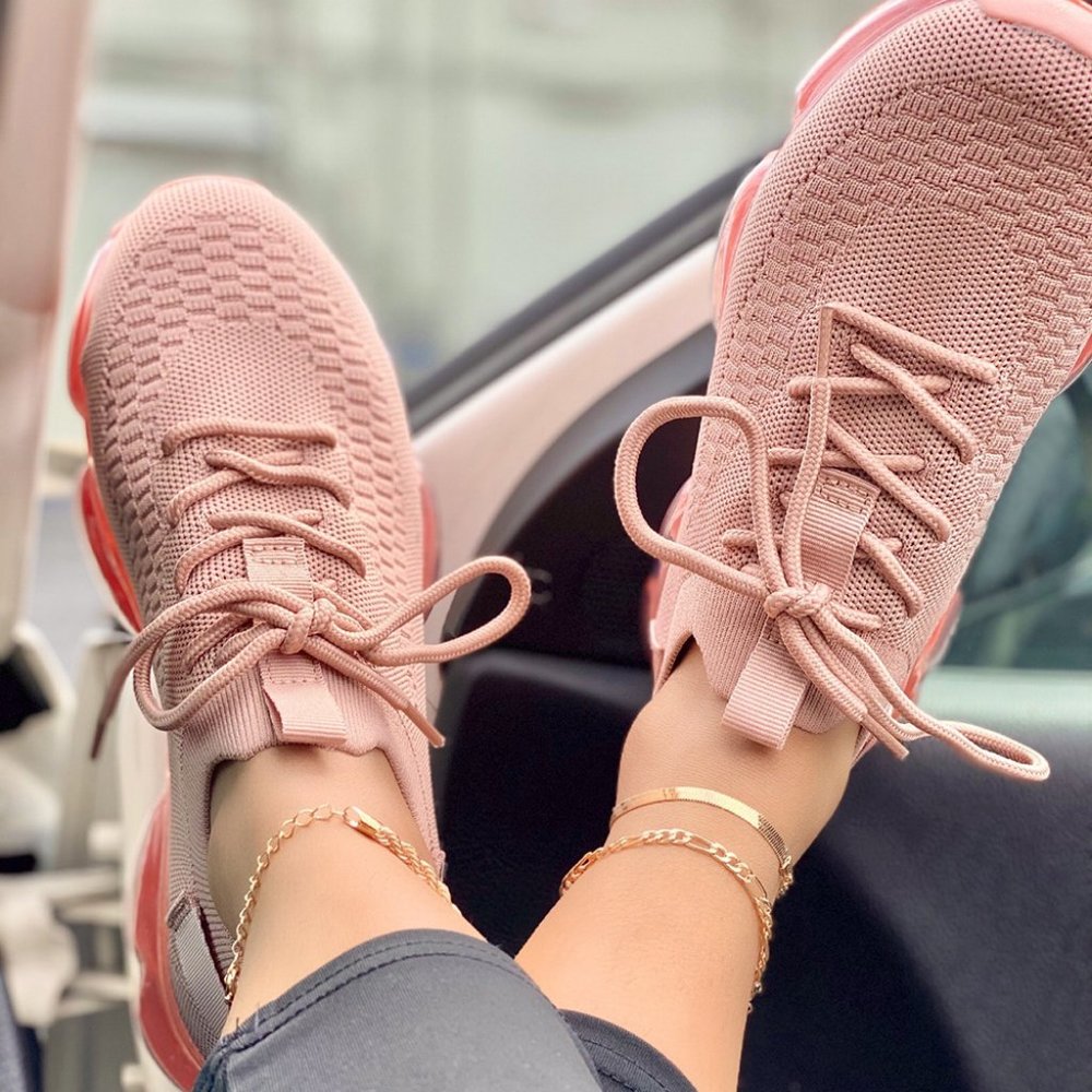 NEW🔥 NIB Pink Stretch Knitted Lace Up Cushion Sneaker, cute w/ Lilly Pulitzer